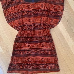 Red and Black printed above the knee dress